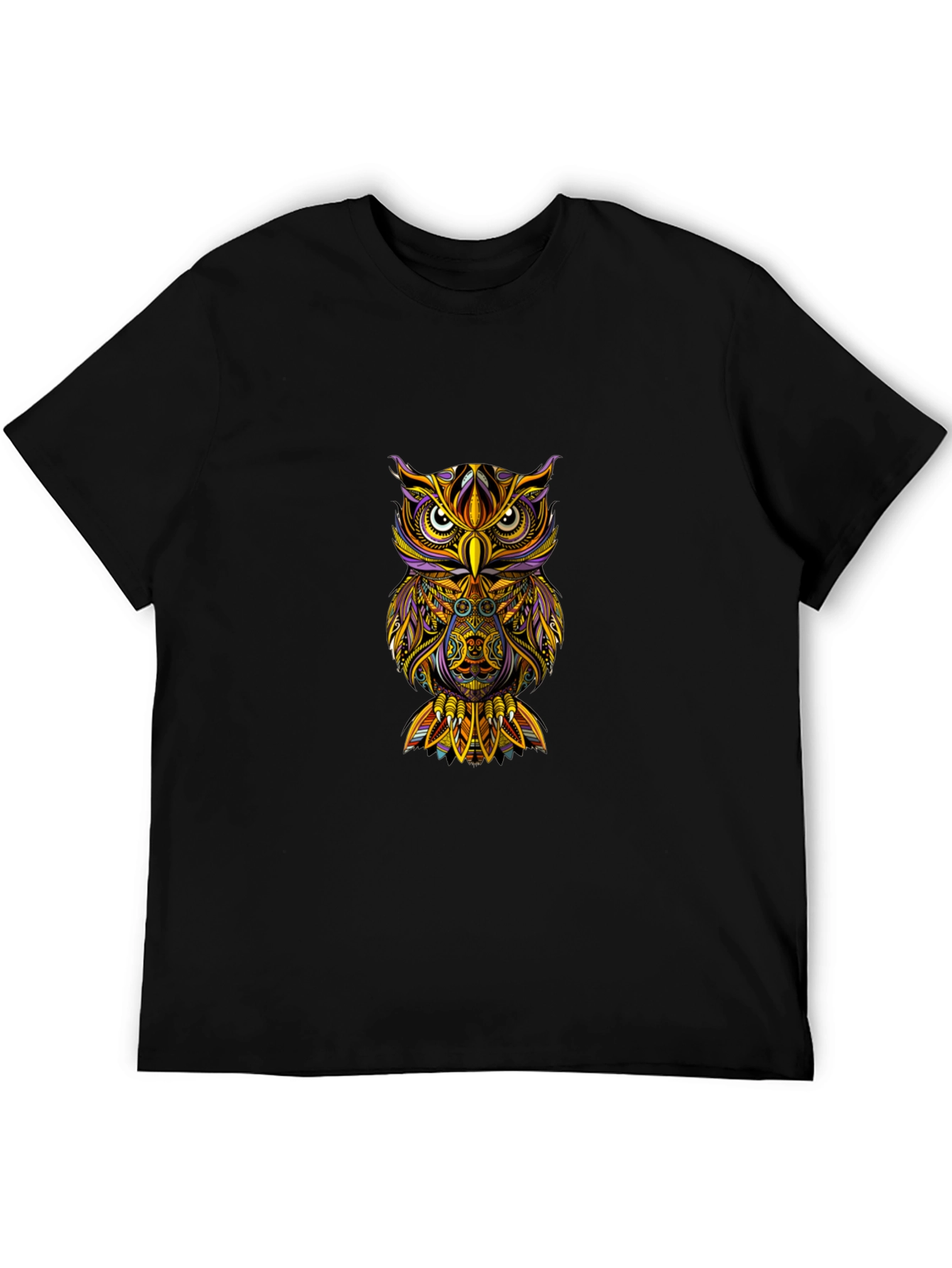 Owl Graphic Print T-Shirt - Black