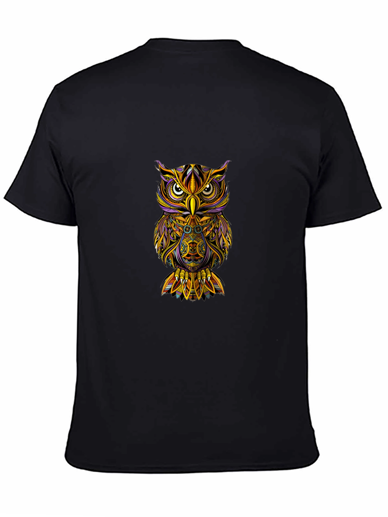 Owl Graphic Print T-Shirt - Black
