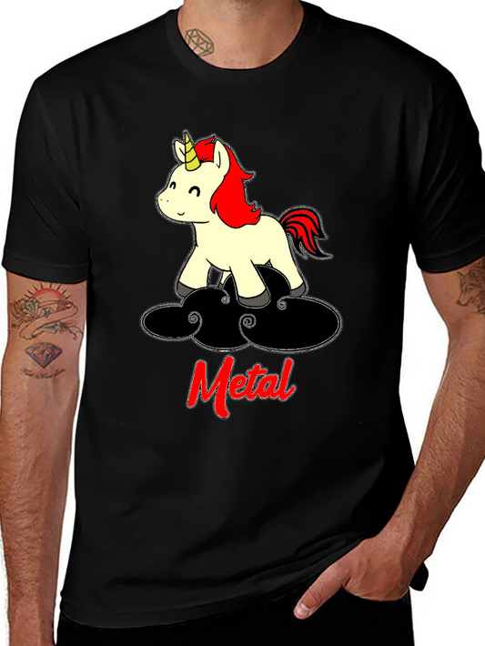 Unicorn Metal T-Shirt - Black Cotton Graphic Tee