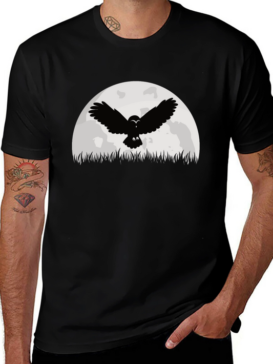 Owl Moon Black Graphic T-Shirt
