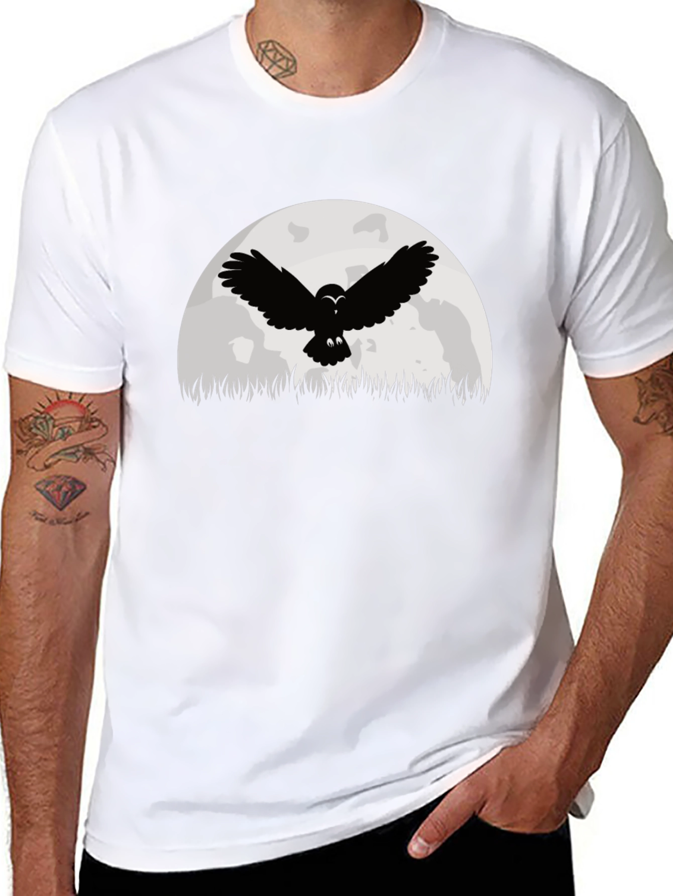 Owl Moon Black Graphic T-Shirt