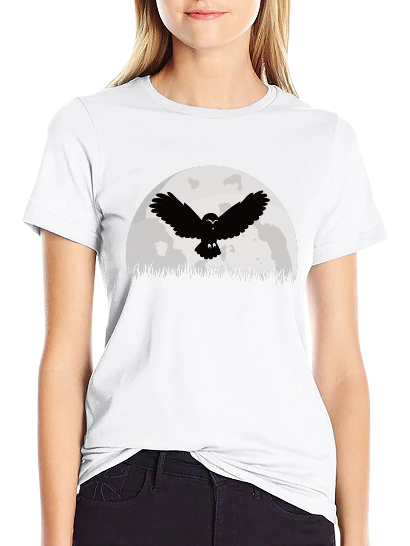 Owl Moon Black Graphic T-Shirt