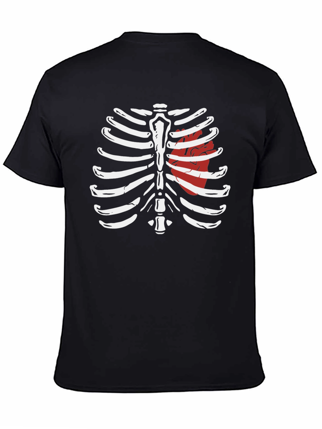 Skeleton Rib Cage with Heart Graphic T-Shirt