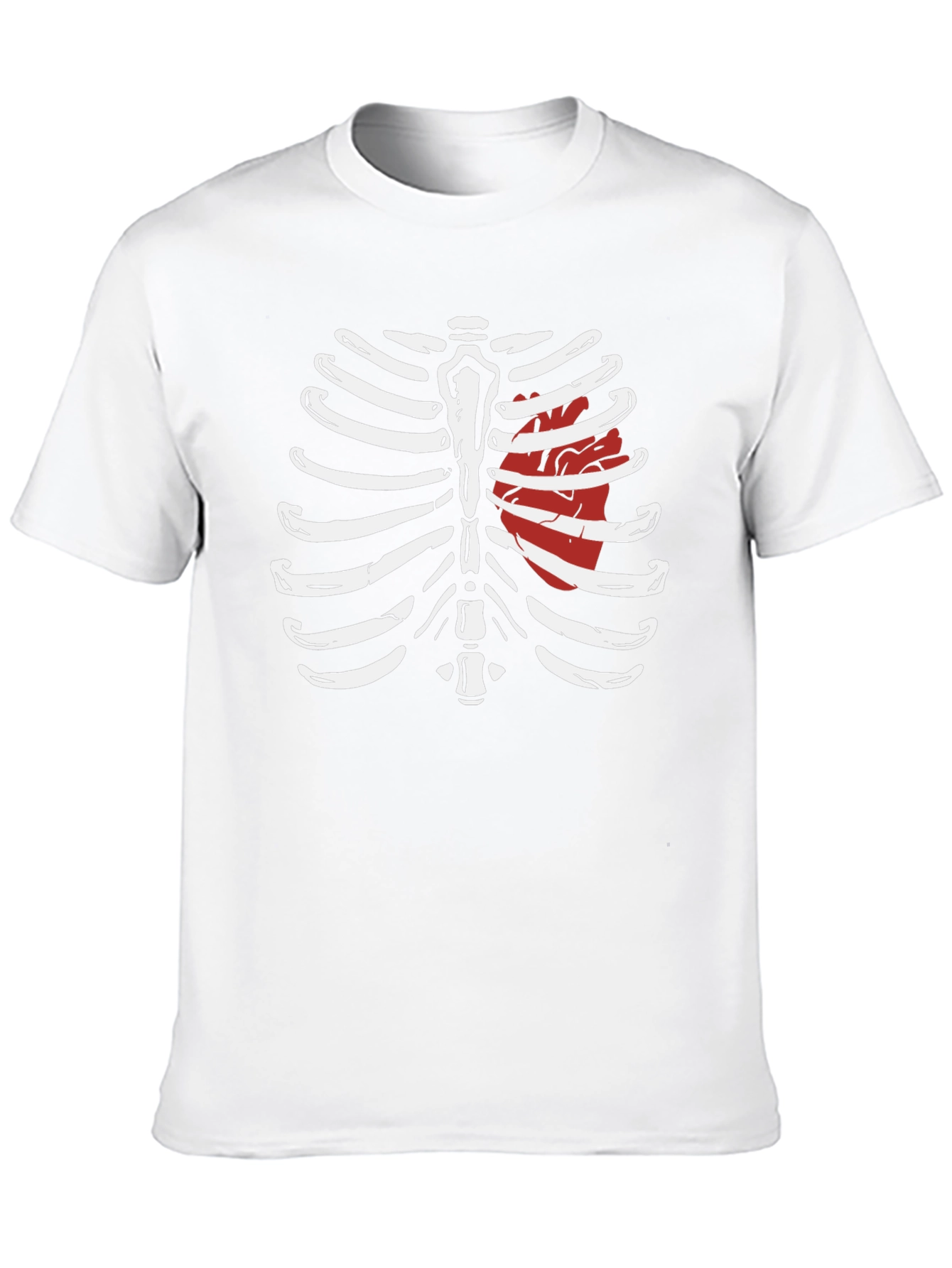 Skeleton Rib Cage with Heart Graphic T-Shirt