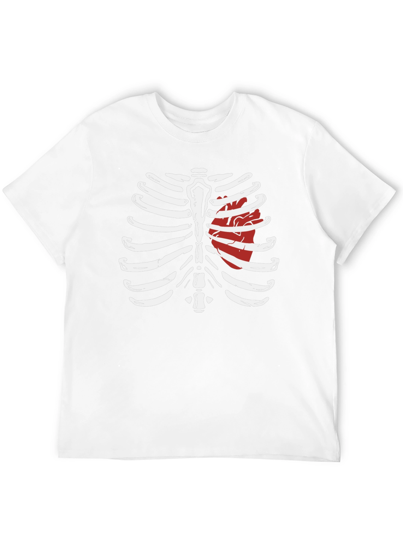 Skeleton Rib Cage with Heart Graphic T-Shirt
