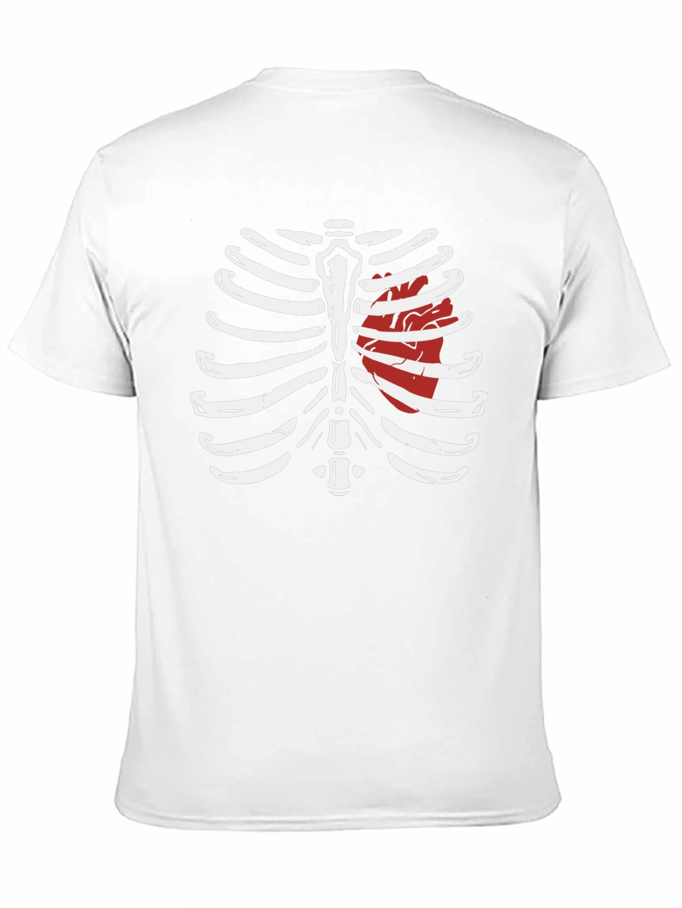 Skeleton Rib Cage with Heart Graphic T-Shirt