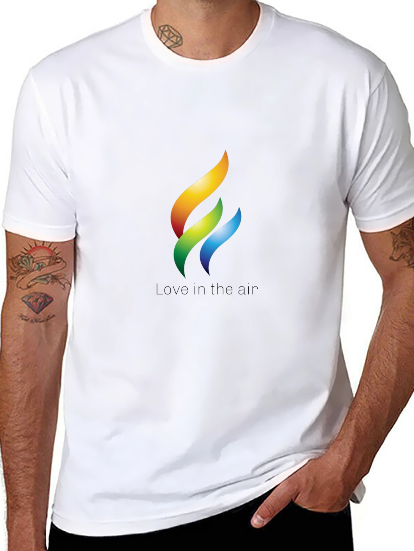 Rainbow Flame Graphic Black T-Shirt