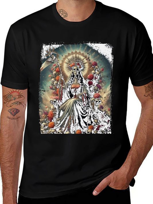 Grim Reaper Skull Rose Graphic Tee