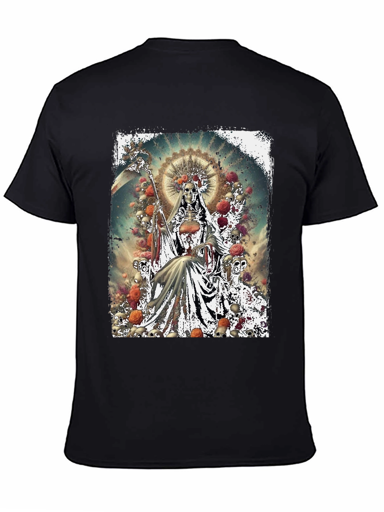 Grim Reaper Skull Rose Graphic Tee