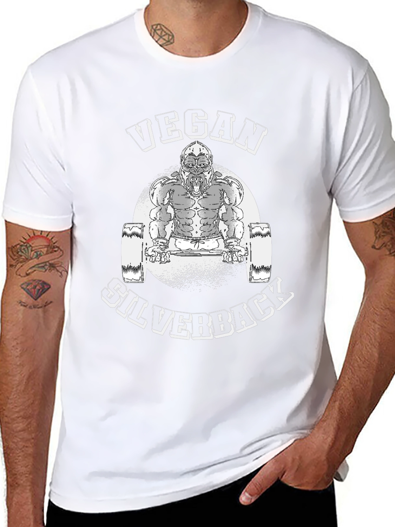 Vegan Silverback Gorilla Weightlifting T-Shirt