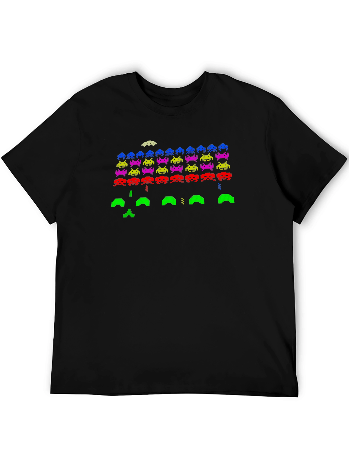 Retro Pixel Invasion Black T-Shirt