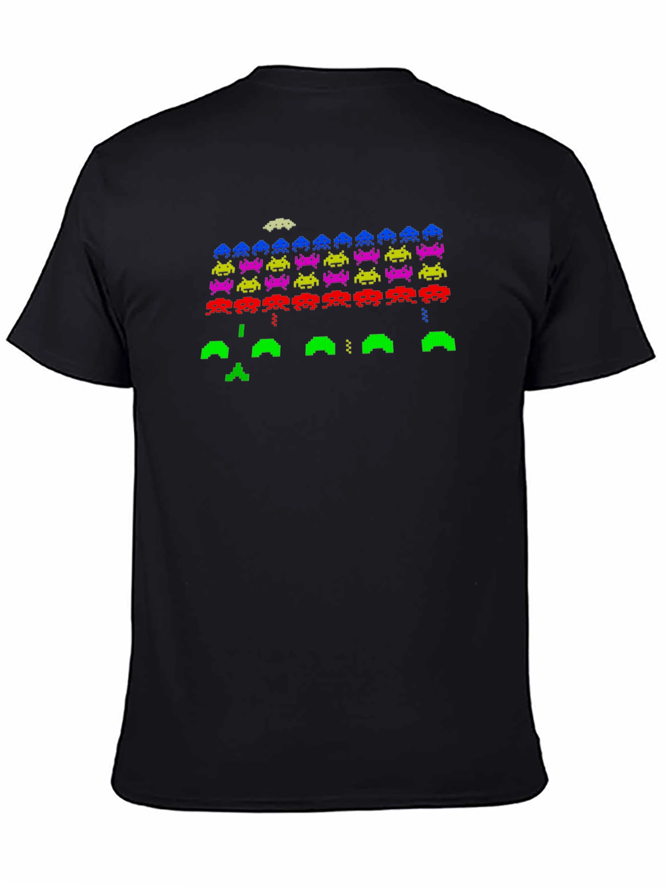Retro Pixel Invasion Black T-Shirt