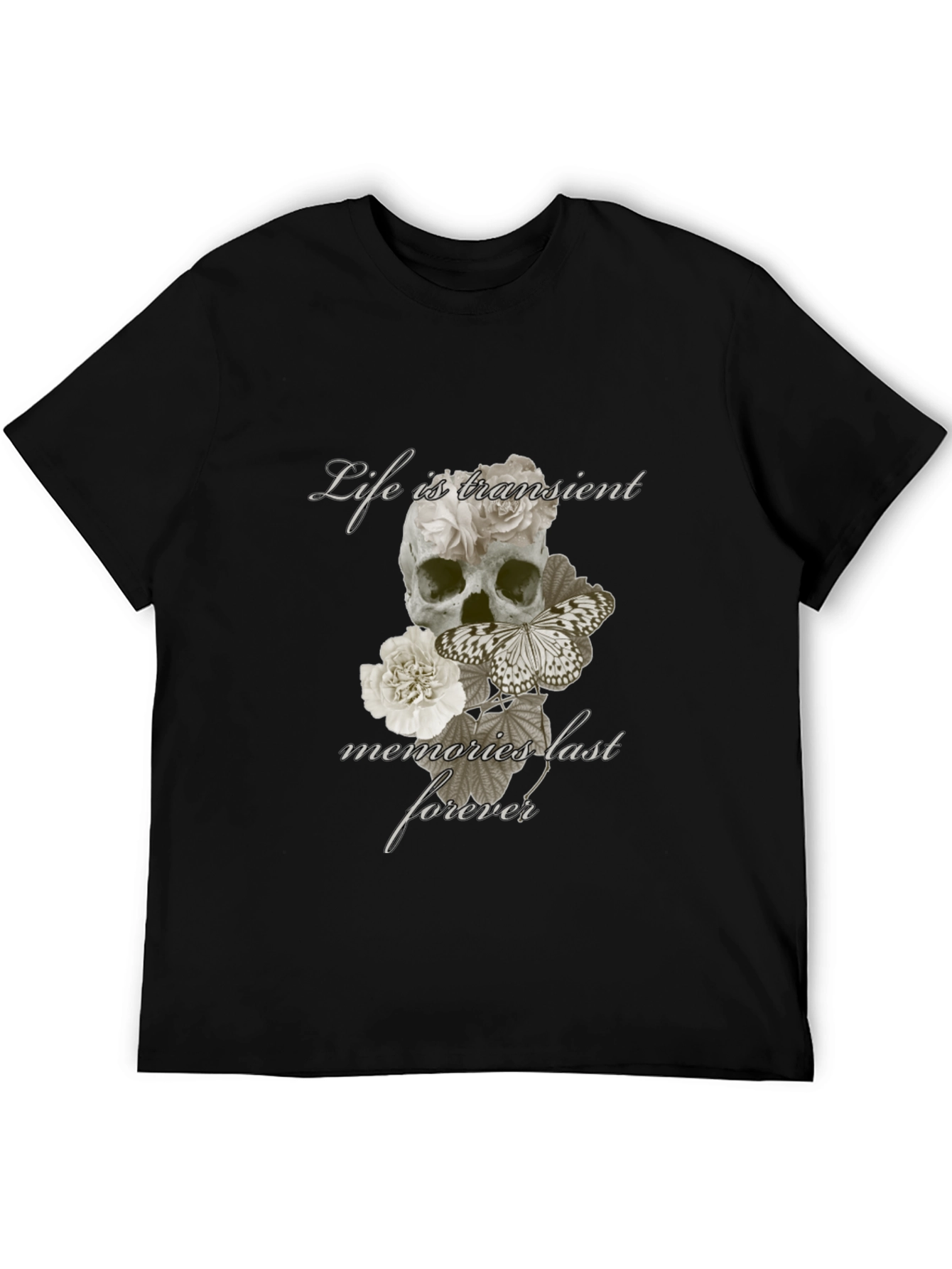 Skull & Butterfly Graphic T-Shirt - Life is Transient