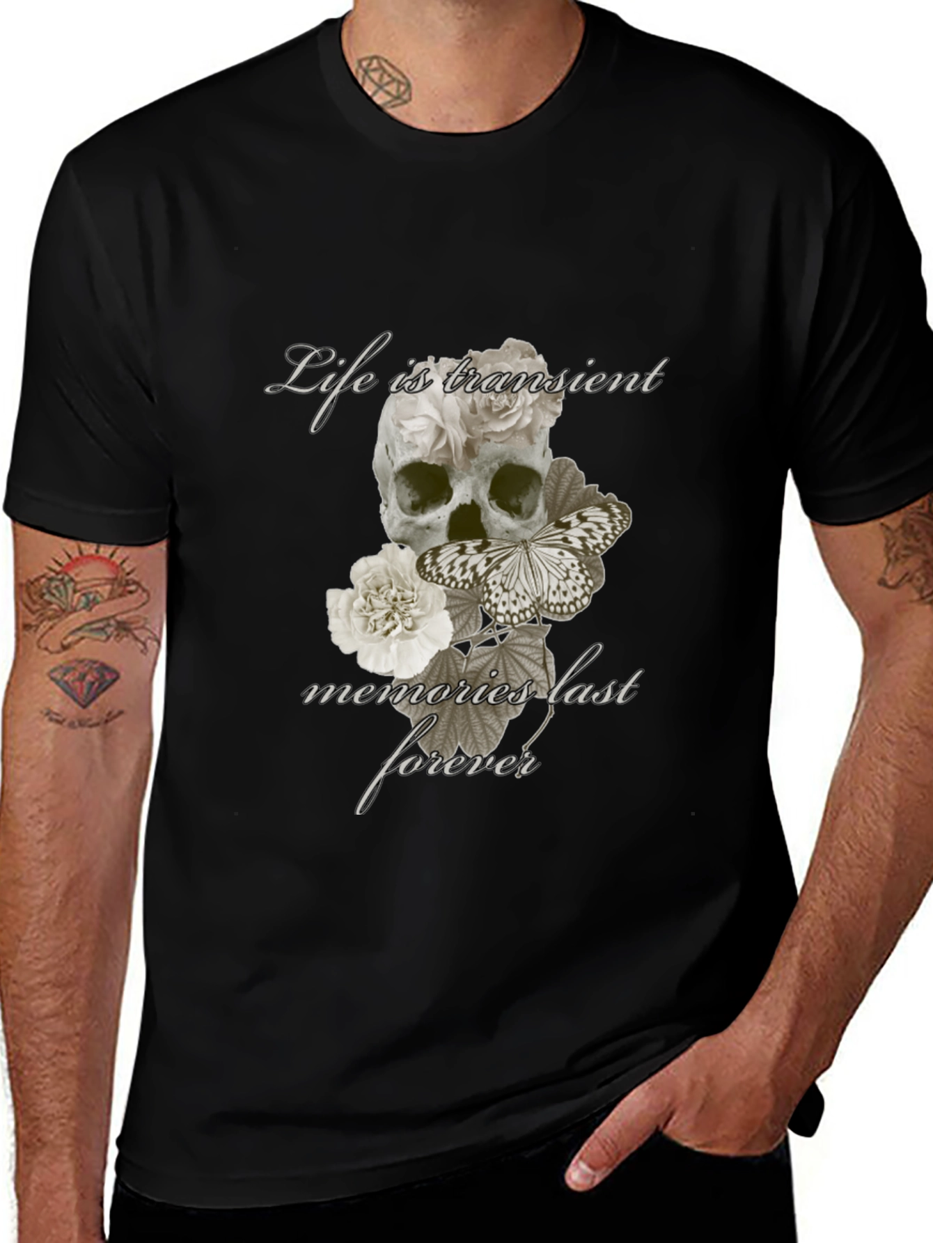 Skull & Butterfly Graphic T-Shirt - Life is Transient