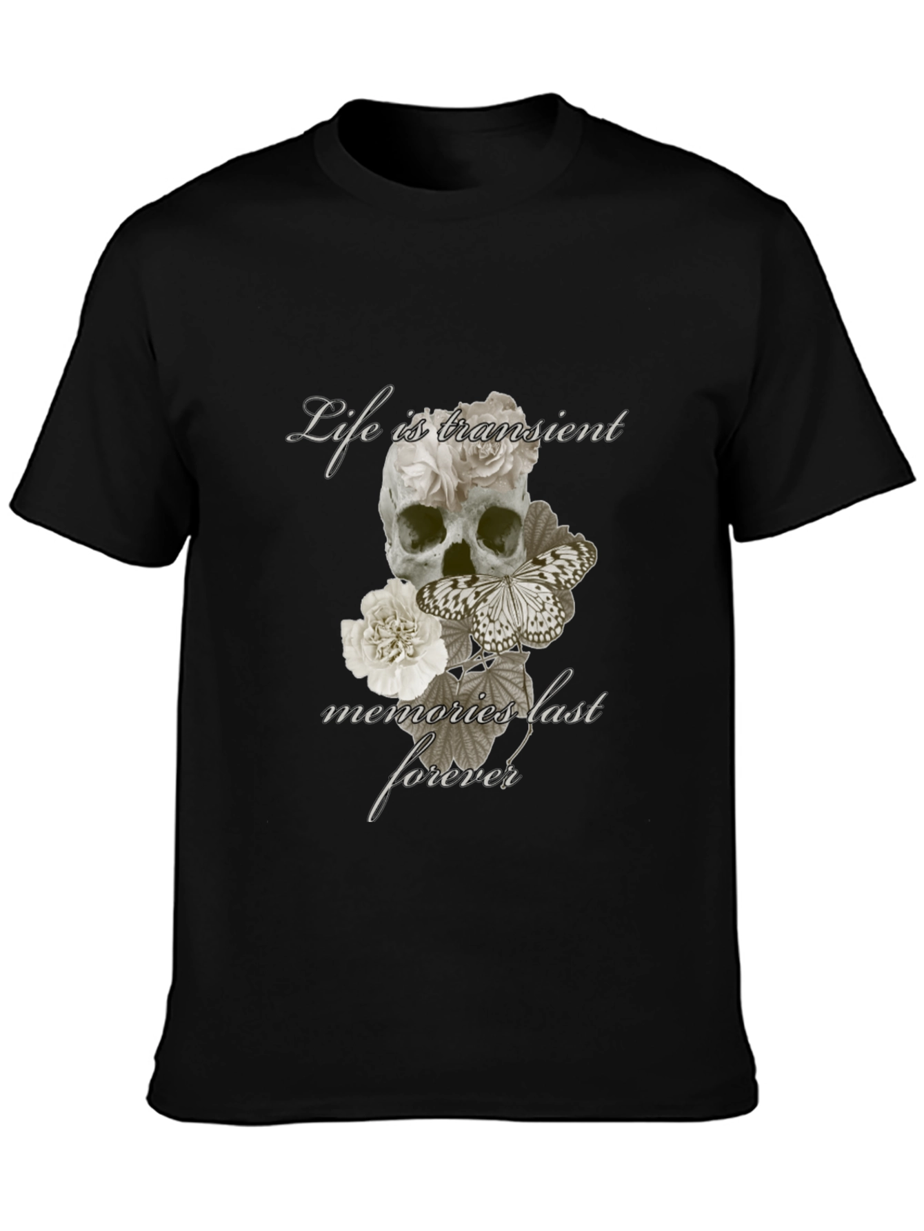 Skull & Butterfly Graphic T-Shirt - Life is Transient