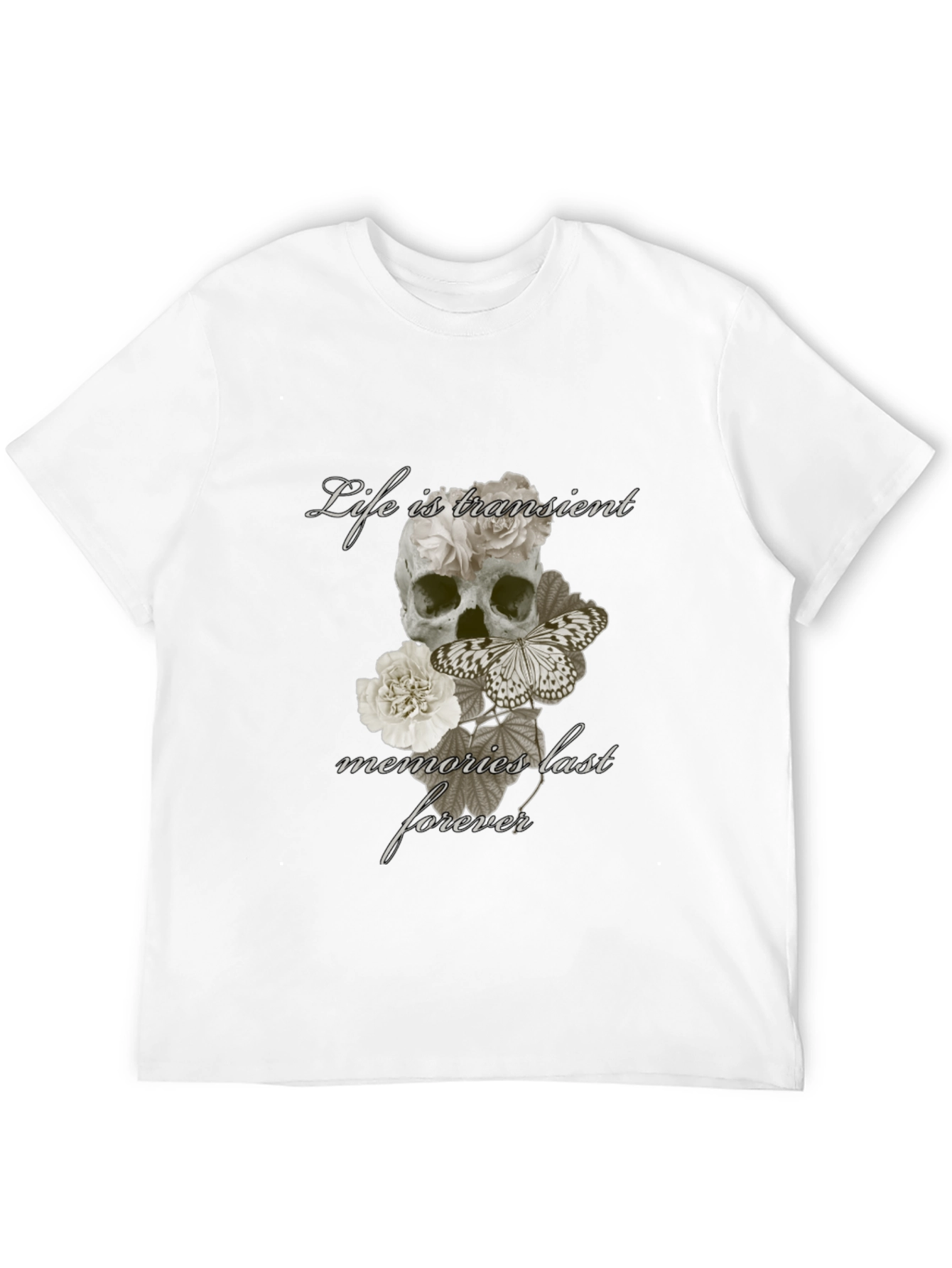 Skull & Butterfly Graphic T-Shirt - Life is Transient