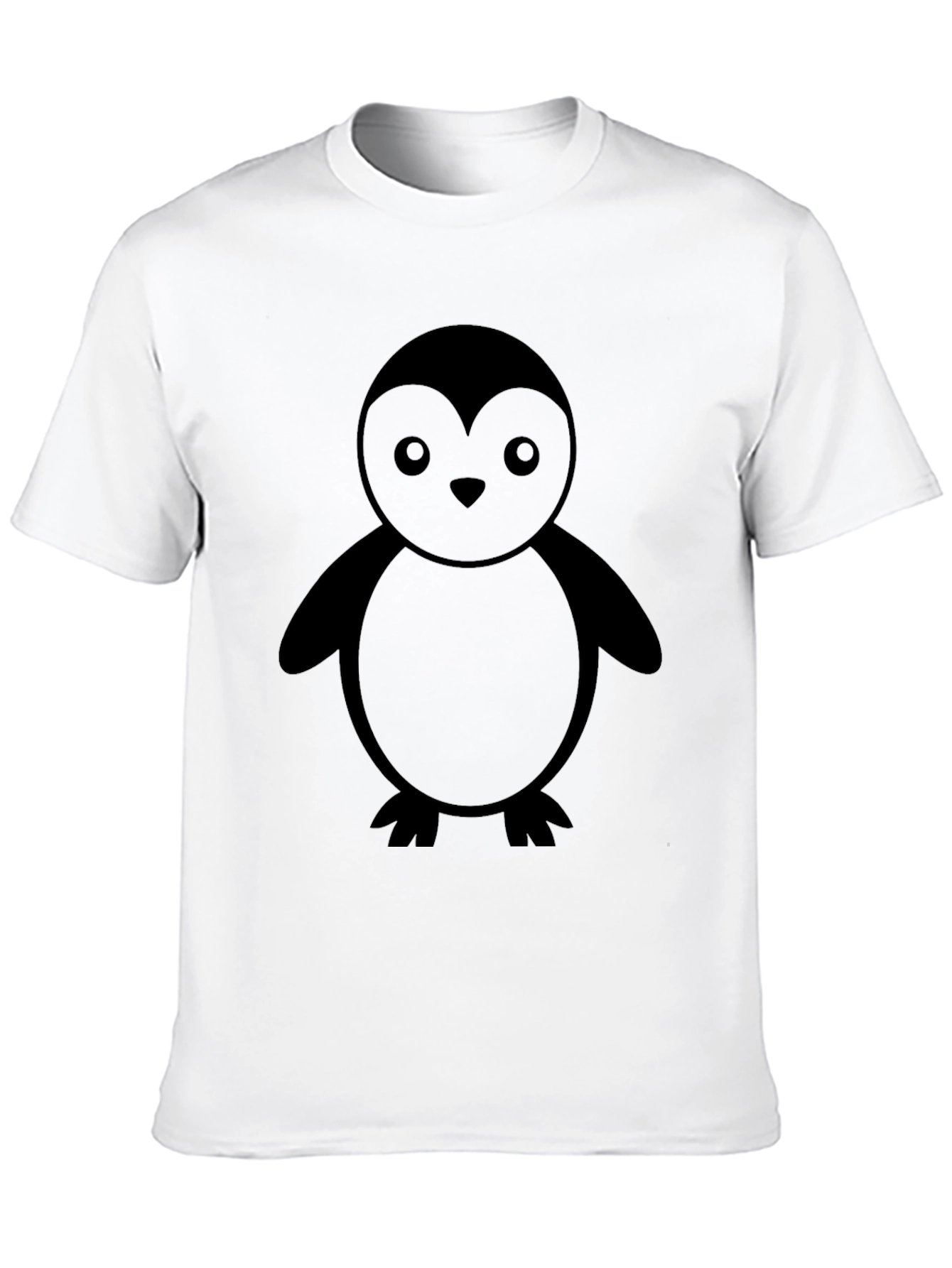 Cute Penguin Graphic Tee - Black Cotton T-Shirt