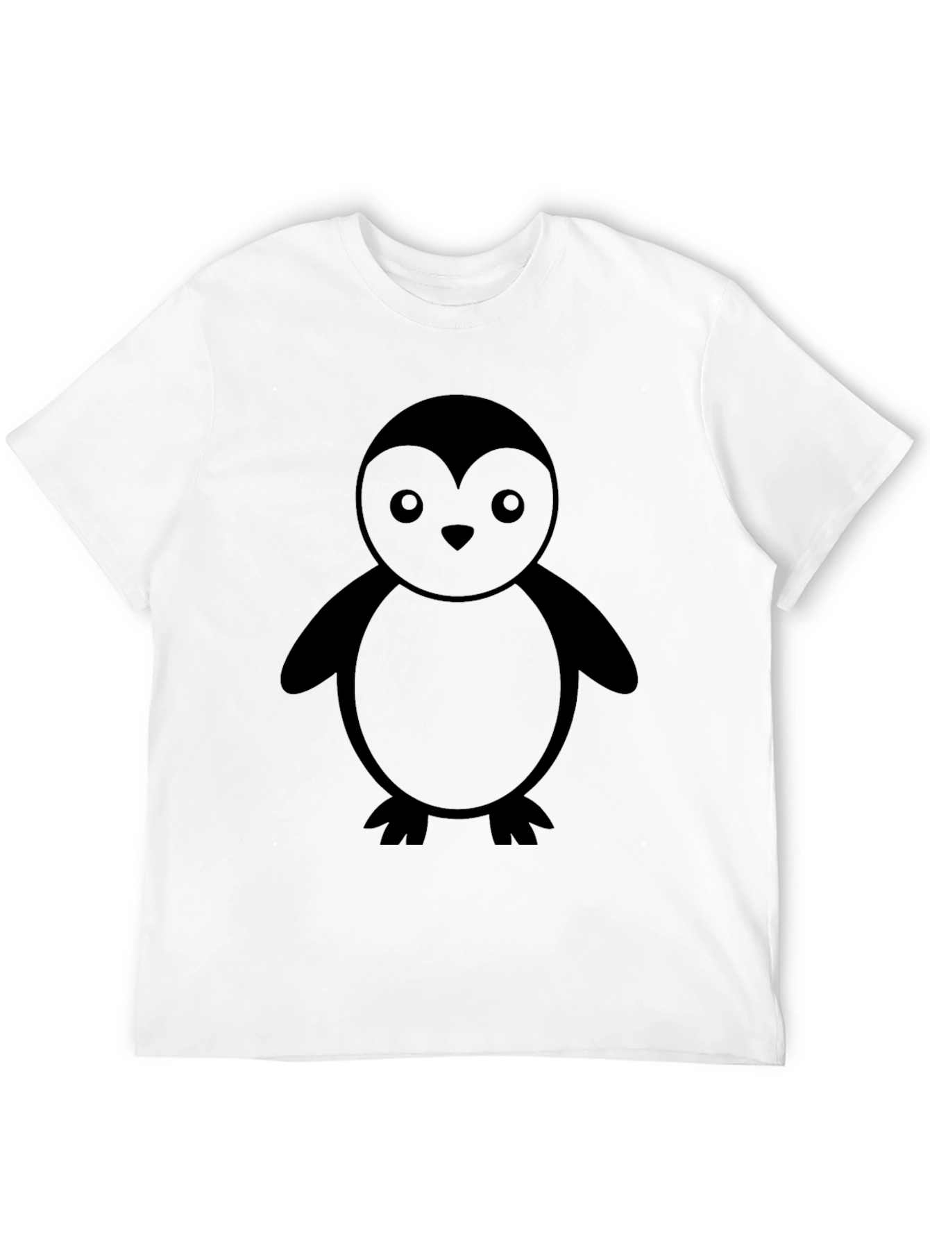Cute Penguin Graphic Tee - Black Cotton T-Shirt
