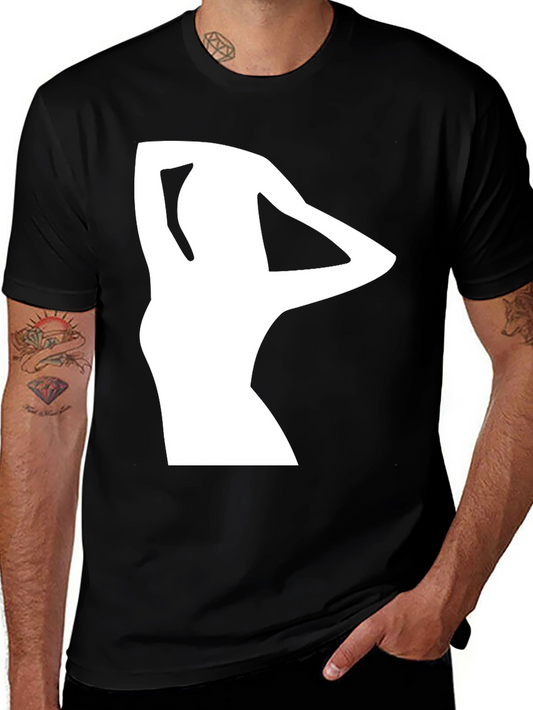 Black T-Shirt with White Silhouette Graphic