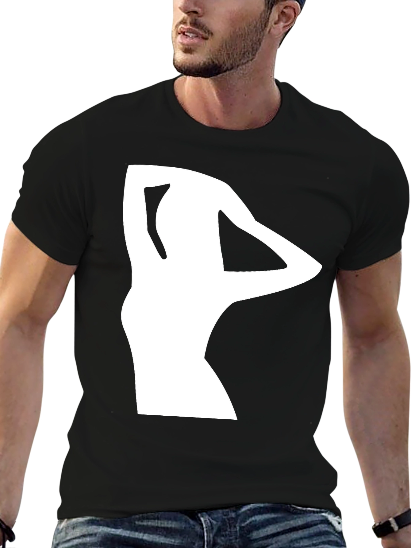 Black T-Shirt with White Silhouette Graphic