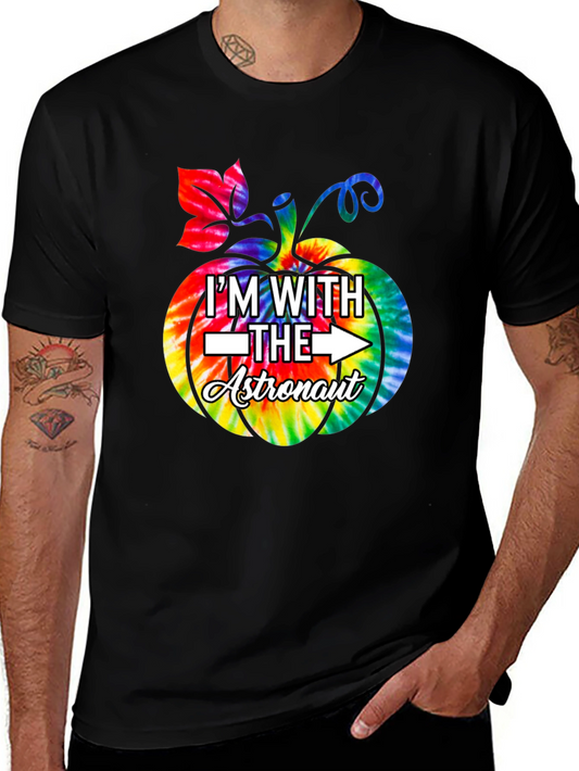 Im With The Astronaut Halloween Pumpkin Tie-Dye T-Shirt