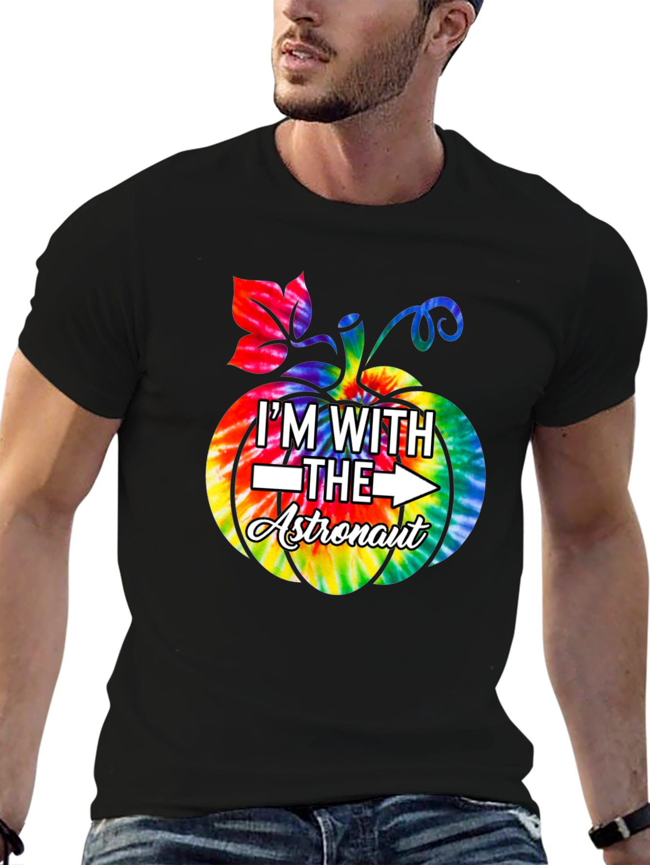 Im With The Astronaut Halloween Pumpkin Tie-Dye T-Shirt