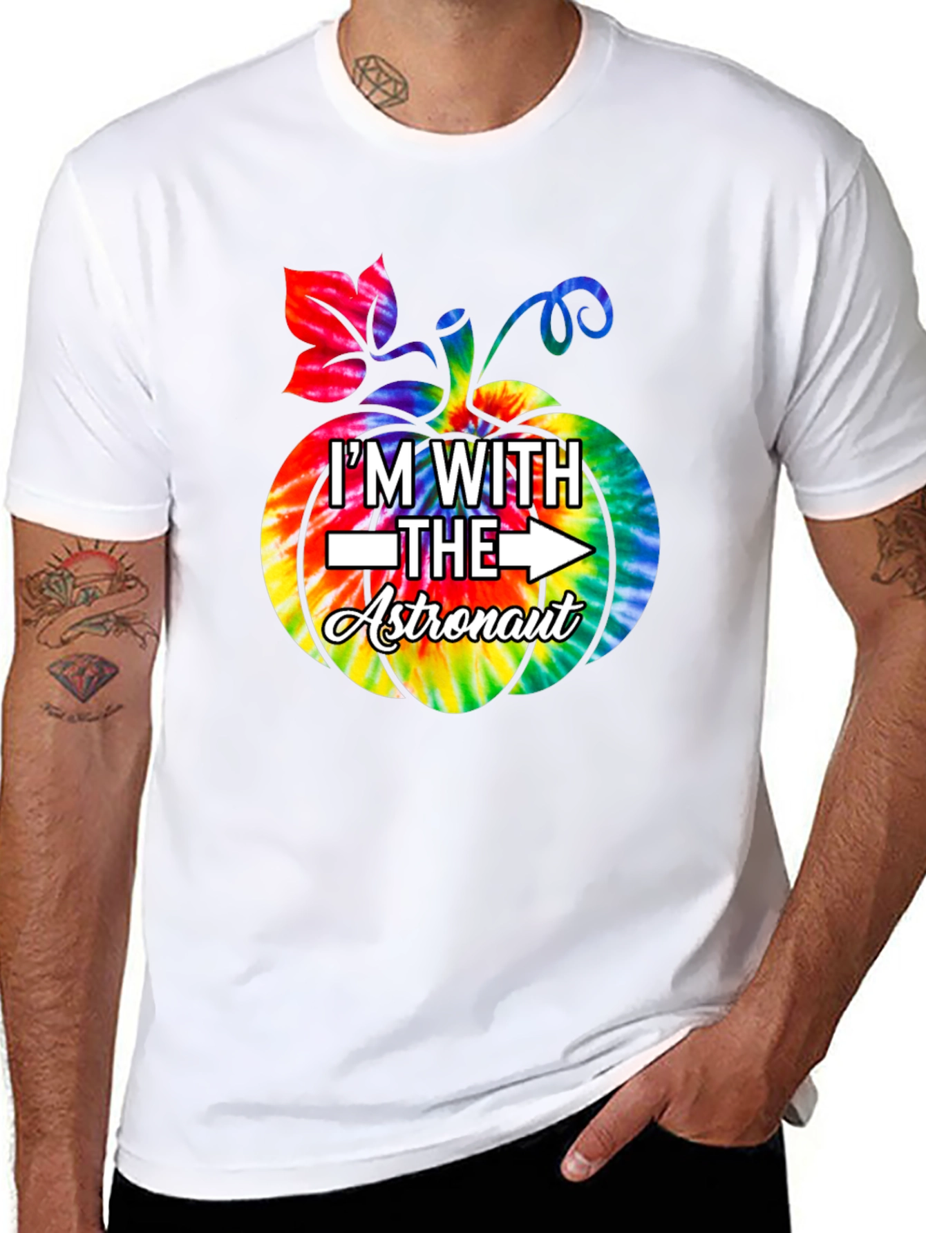 Im With The Astronaut Halloween Pumpkin Tie-Dye T-Shirt