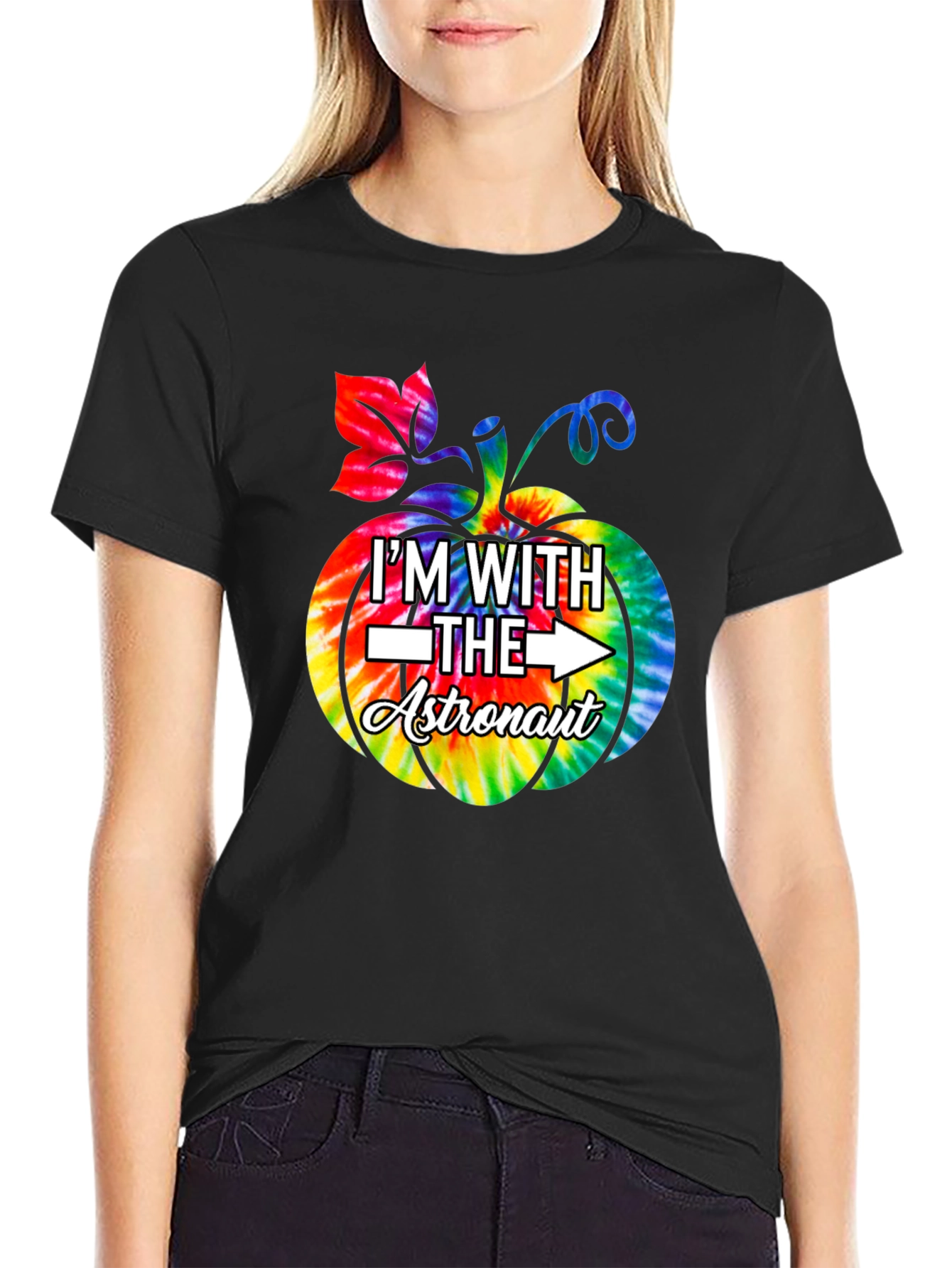 Im With The Astronaut Halloween Pumpkin Tie-Dye T-Shirt