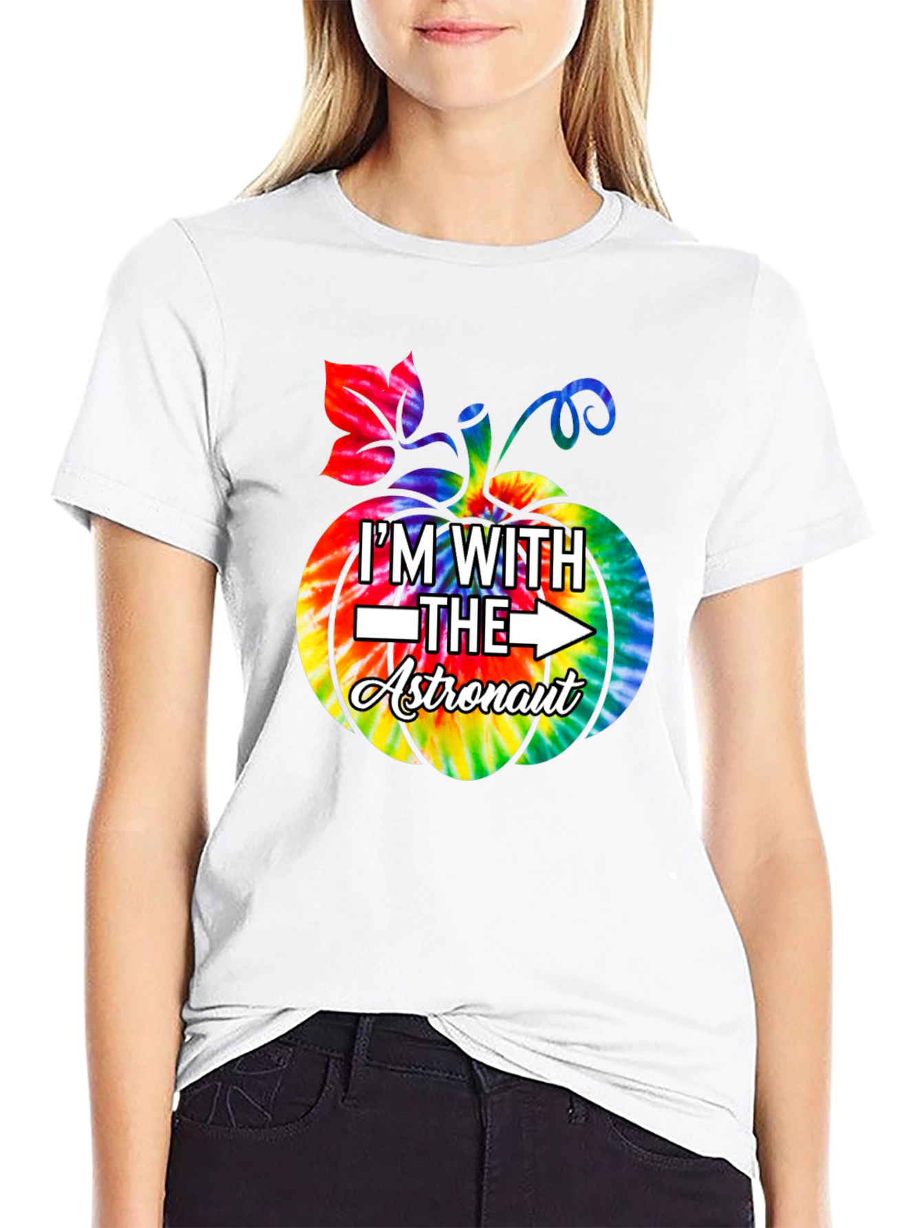 Im With The Astronaut Halloween Pumpkin Tie-Dye T-Shirt