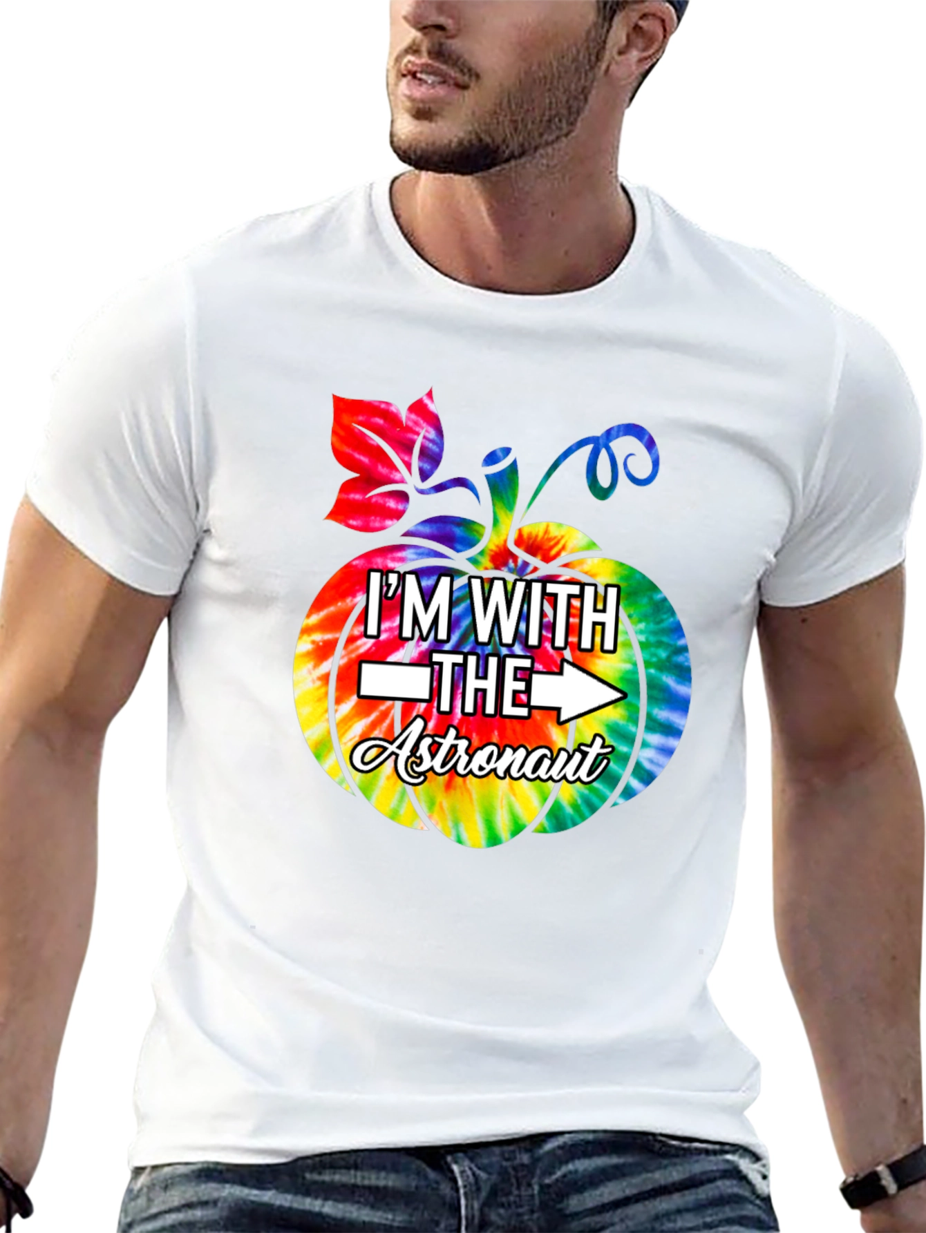 Im With The Astronaut Halloween Pumpkin Tie-Dye T-Shirt