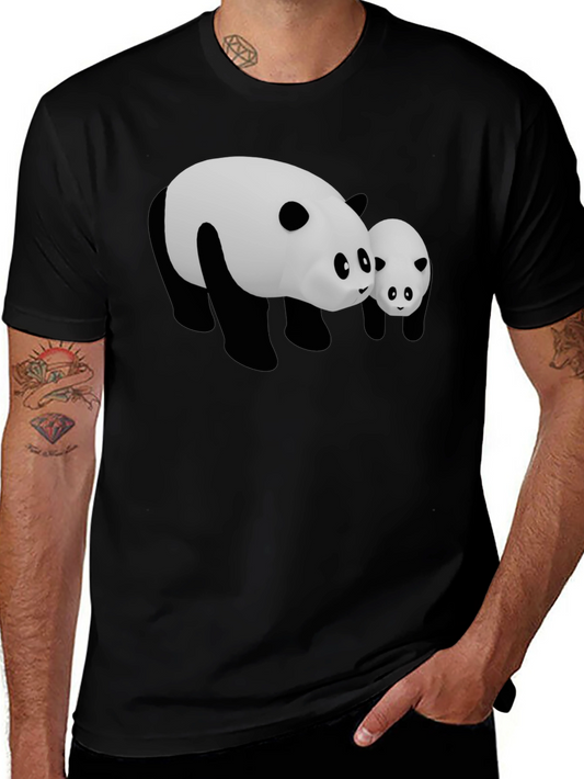 Cute Panda Bear Graphic Black T-Shirt