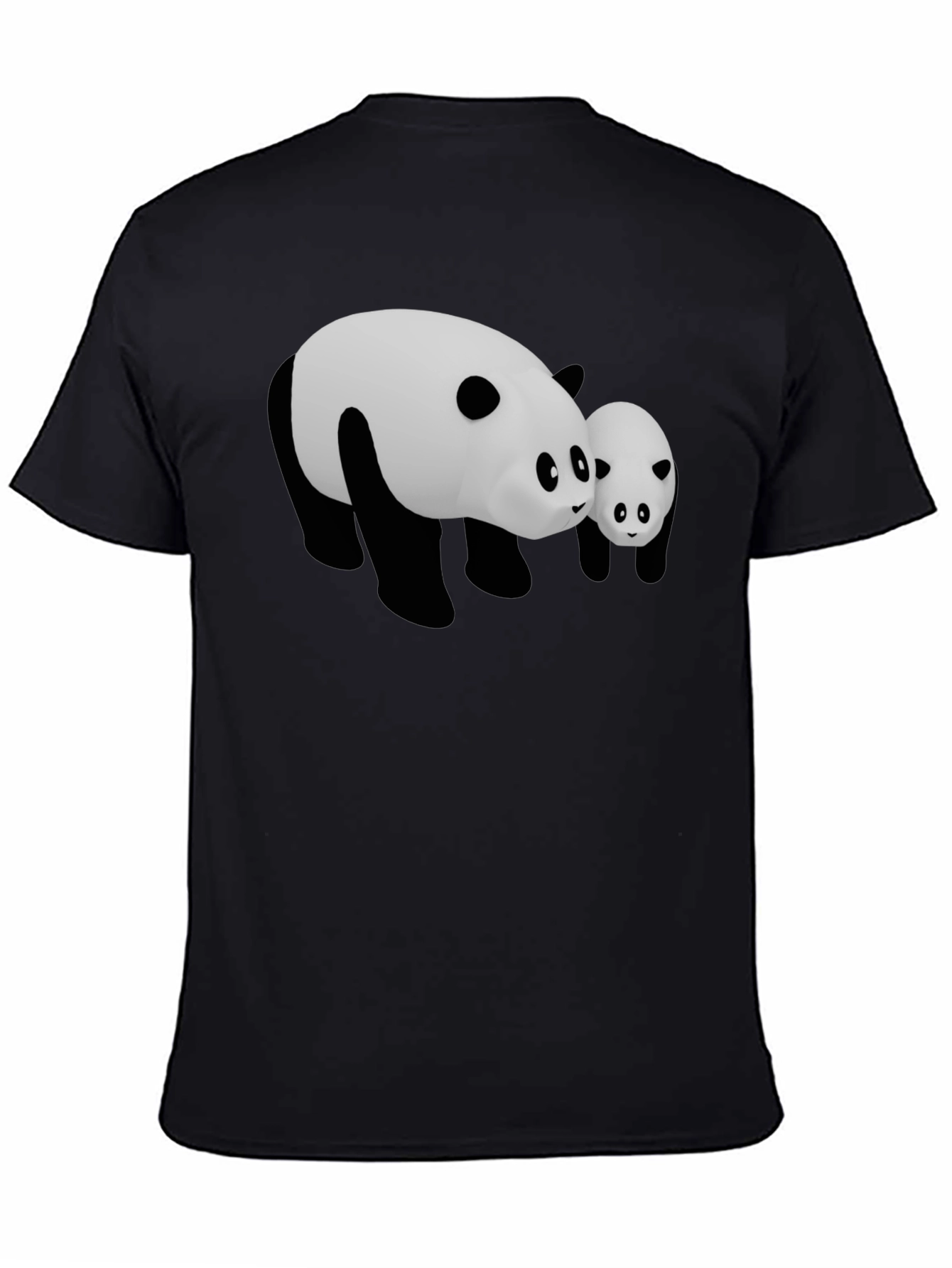 Cute Panda Bear Graphic Black T-Shirt