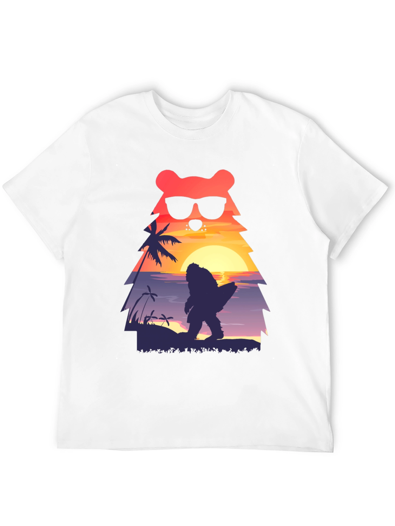 Bear Bigfoot Sunset Beach T-Shirt