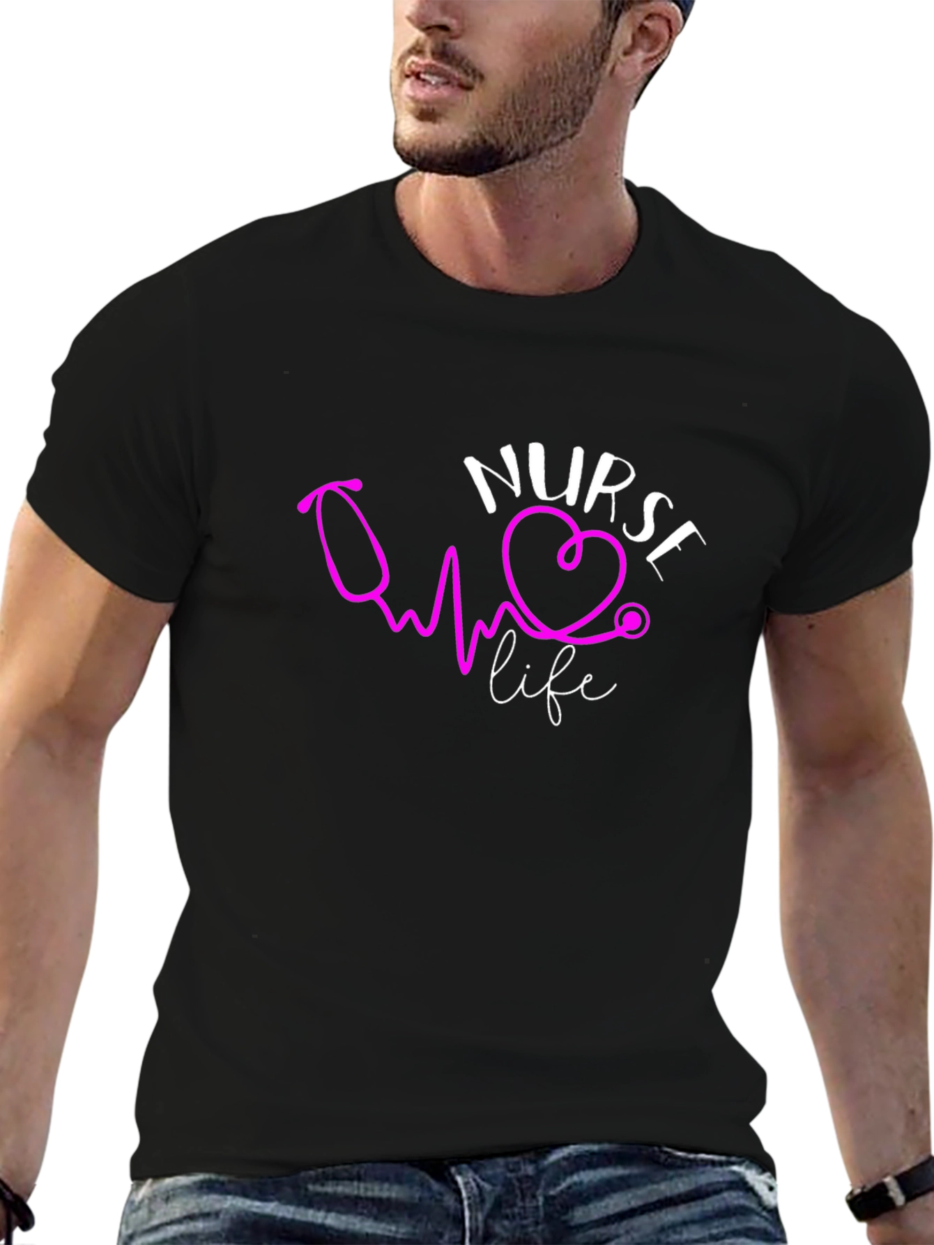 Nurse Life T-Shirt - Heartbeat Stethoscope Design