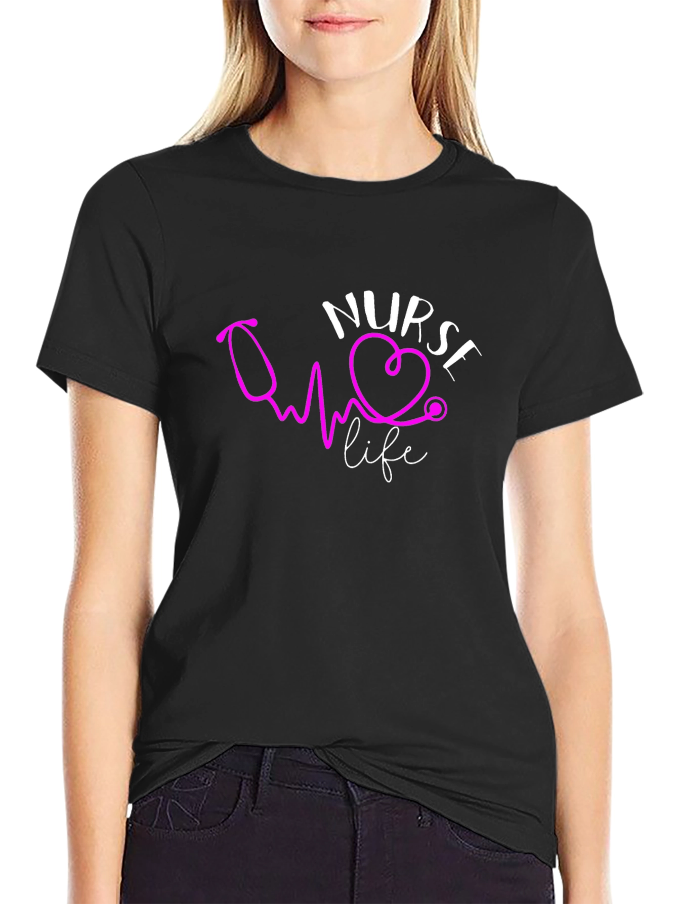 Nurse Life T-Shirt - Heartbeat Stethoscope Design