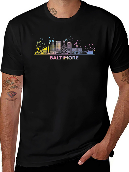 Baltimore Skyline Graphic Tee - Mens Black T-Shirt