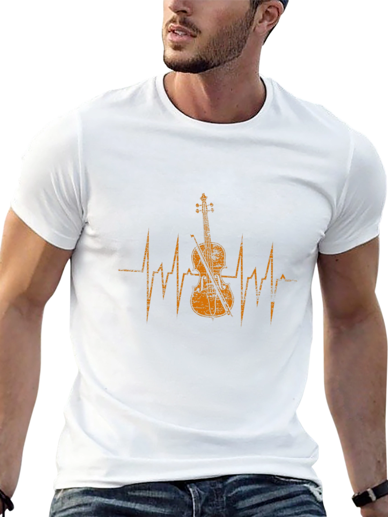 Violin Heartbeat Graphic Tee - Music Lovers T-Shirt