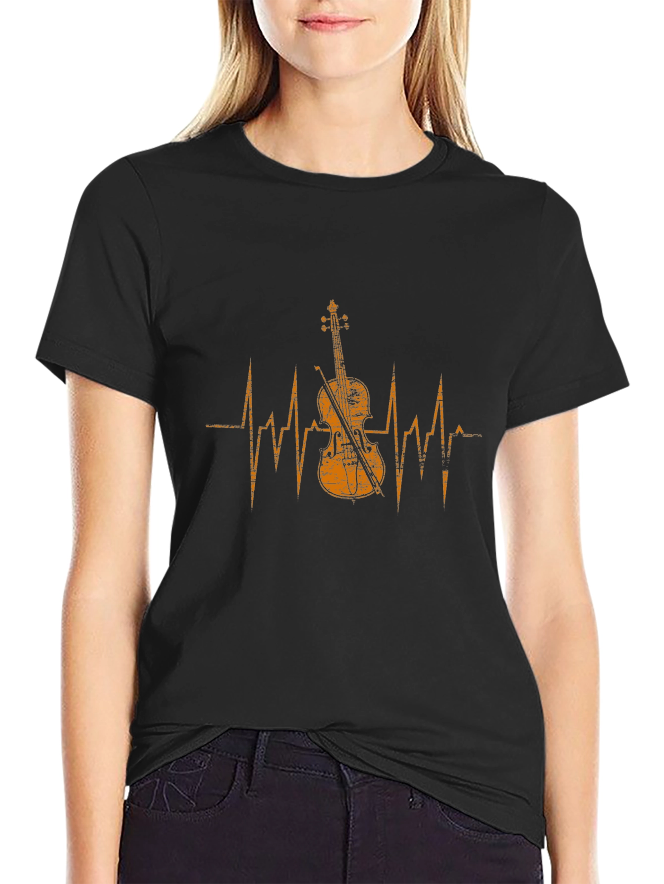 Violin Heartbeat Graphic Tee - Music Lovers T-Shirt