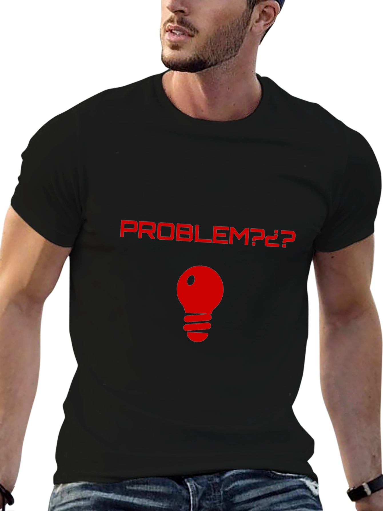 Problem Light Bulb Graphic T-Shirt - Novelty Tee