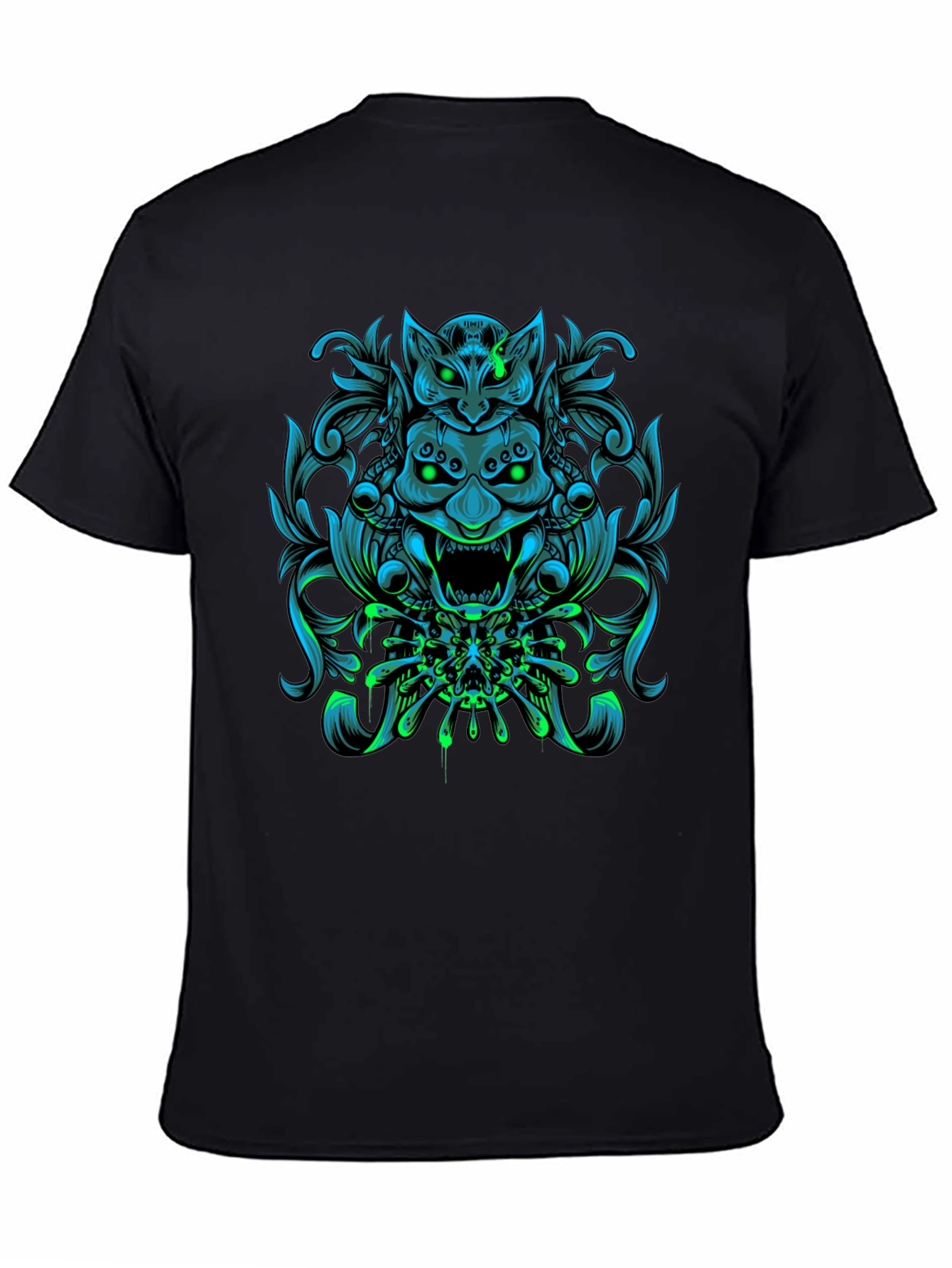 Edgy Oni Mask Graphic T-Shirt