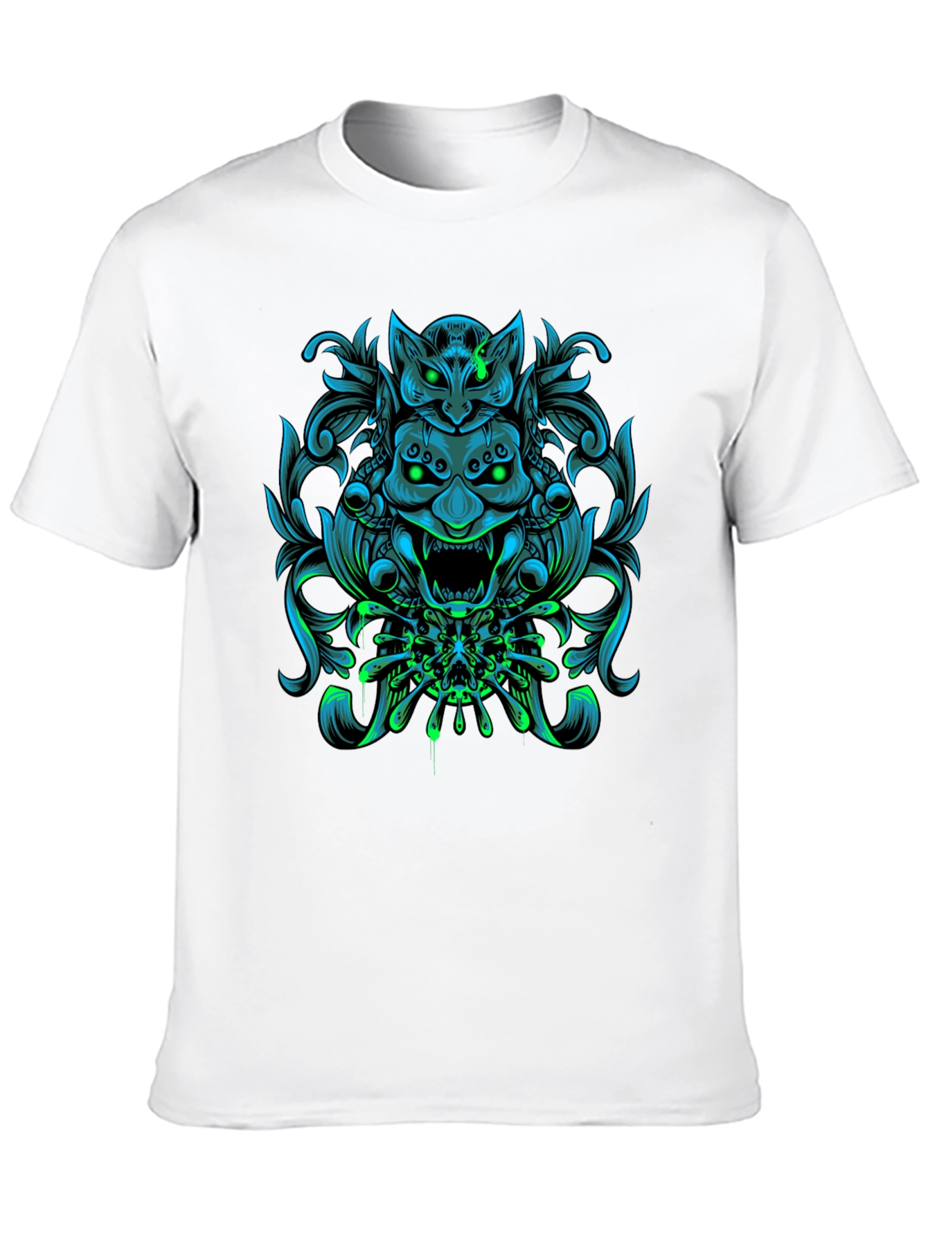 Edgy Oni Mask Graphic T-Shirt