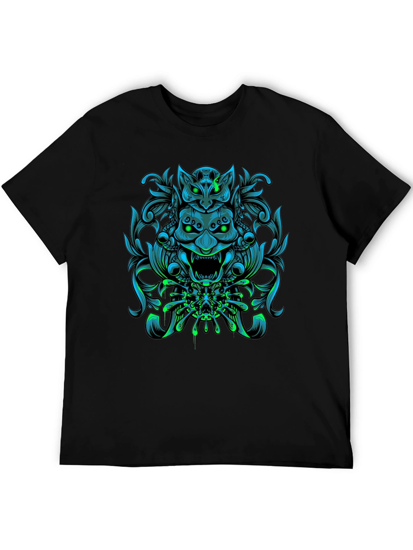 Edgy Oni Mask Graphic T-Shirt