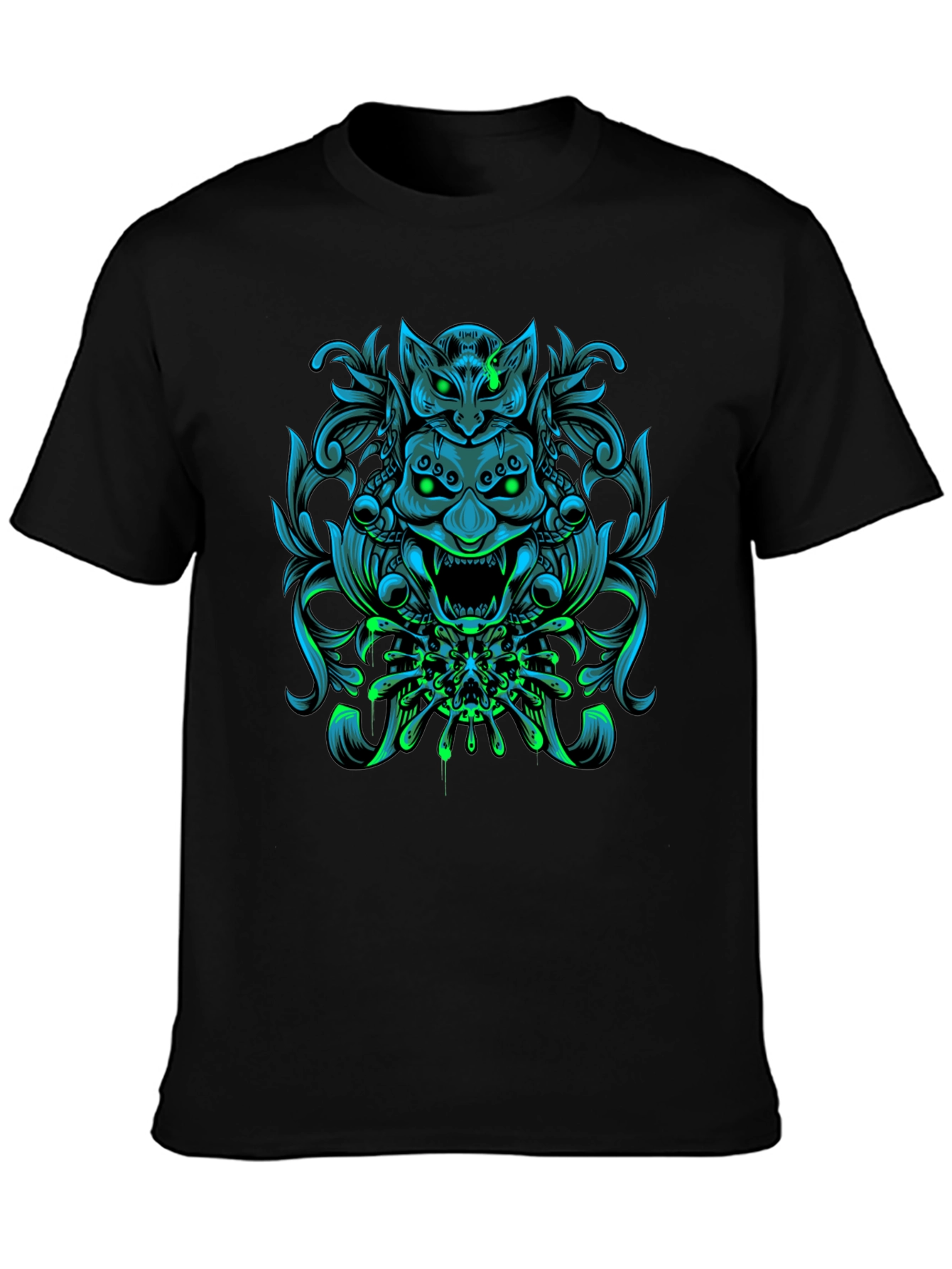 Edgy Oni Mask Graphic T-Shirt