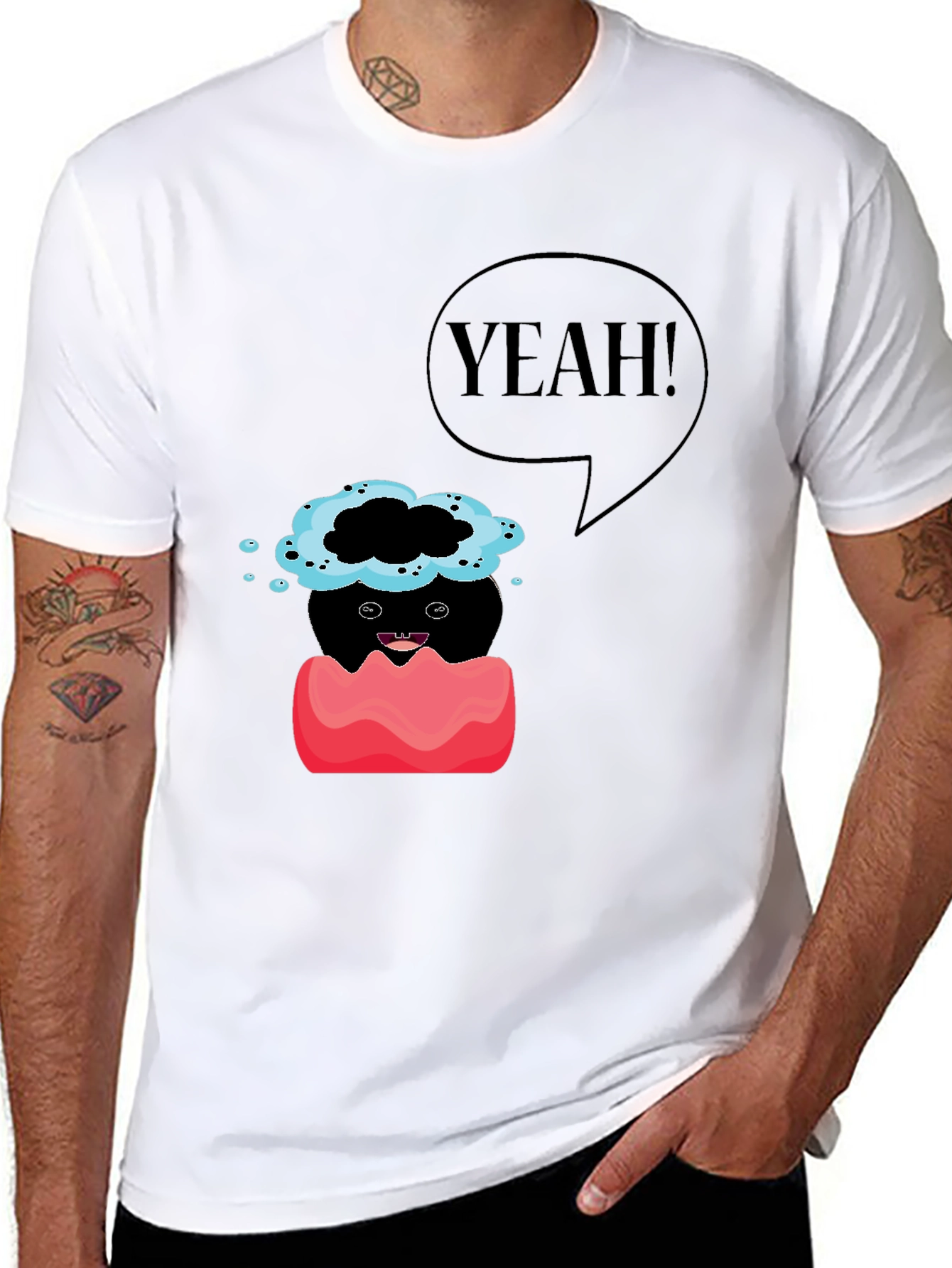 Humorous Yeah! Graphic Print T-Shirt