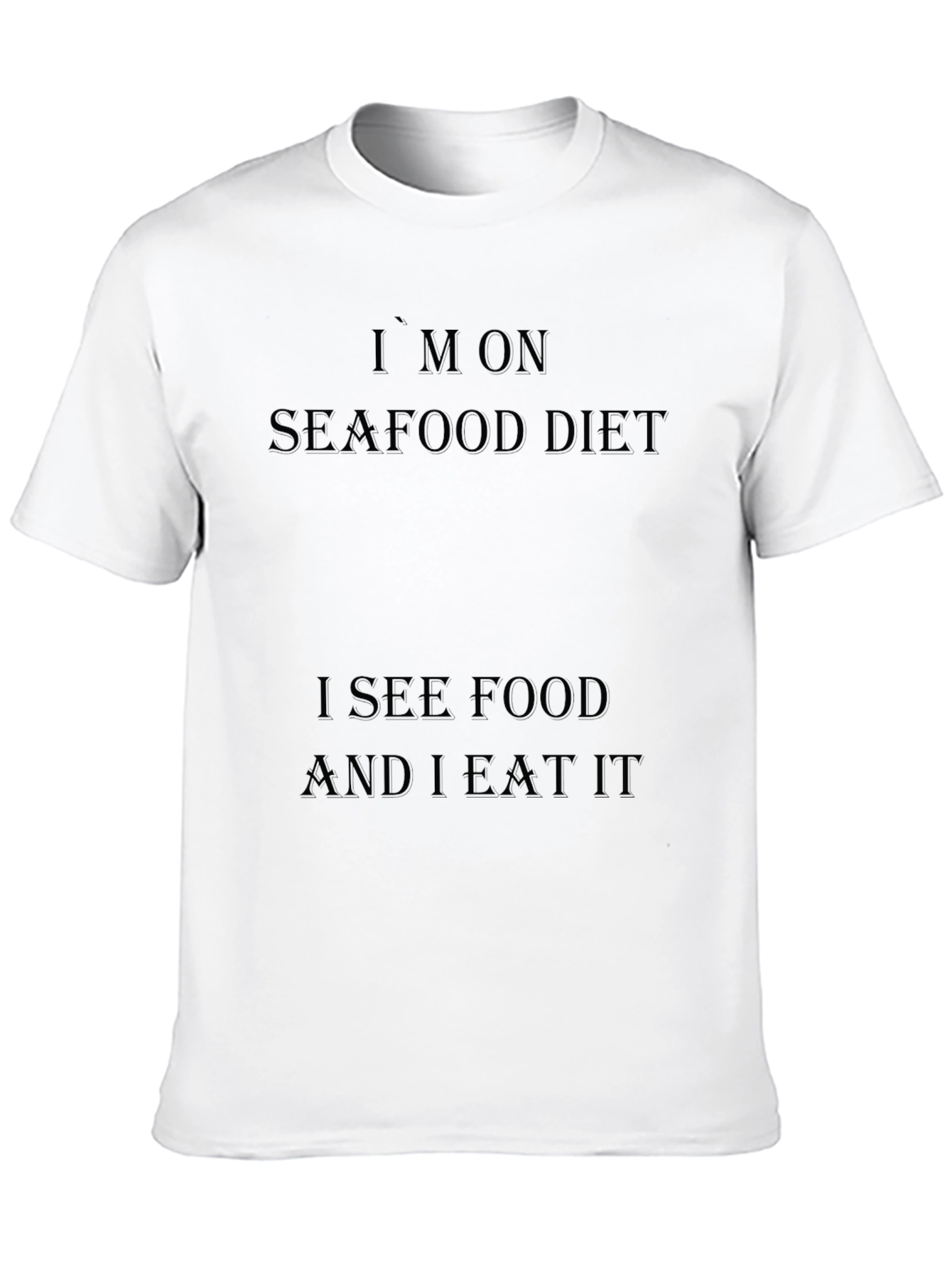 Seafood Diet Funny Black Graphic T-Shirt