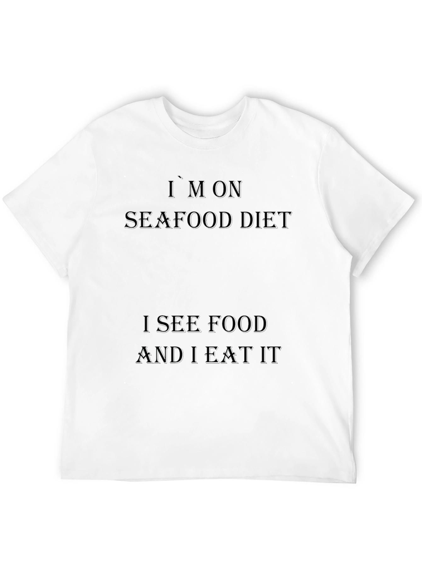 Seafood Diet Funny Black Graphic T-Shirt