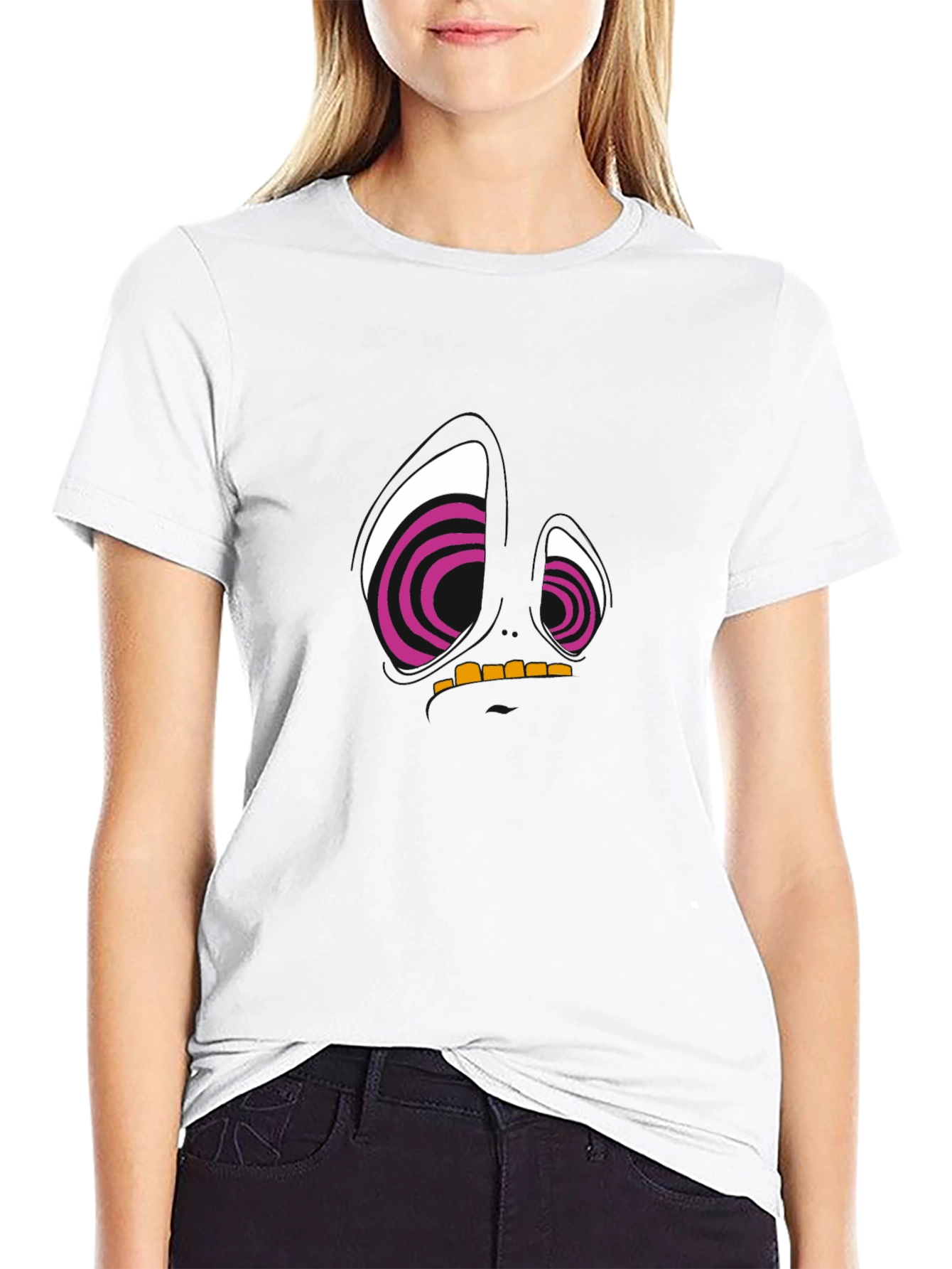 Abstract Face Graphic Tee - Black Cotton T-Shirt