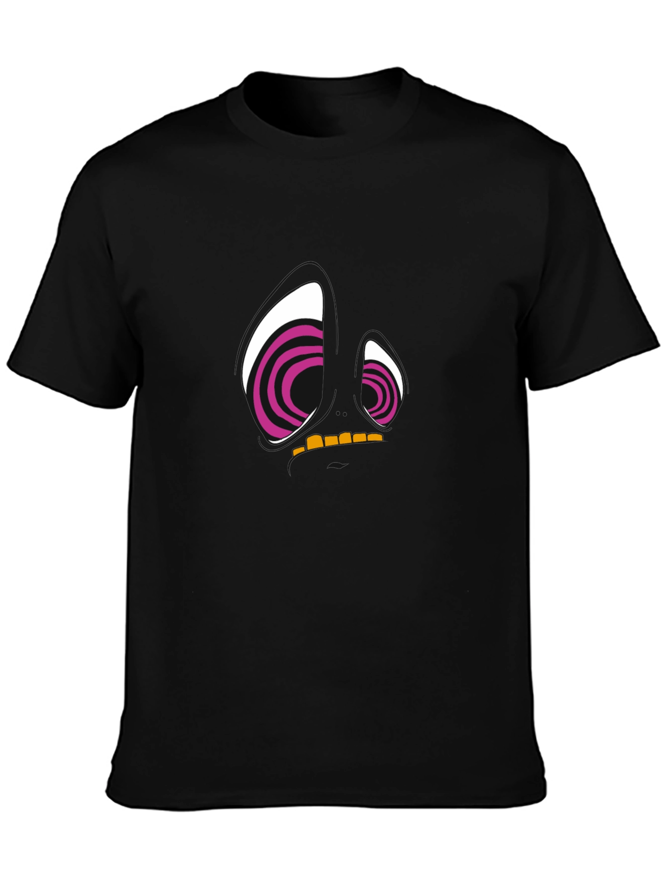 Abstract Face Graphic Tee - Black Cotton T-Shirt