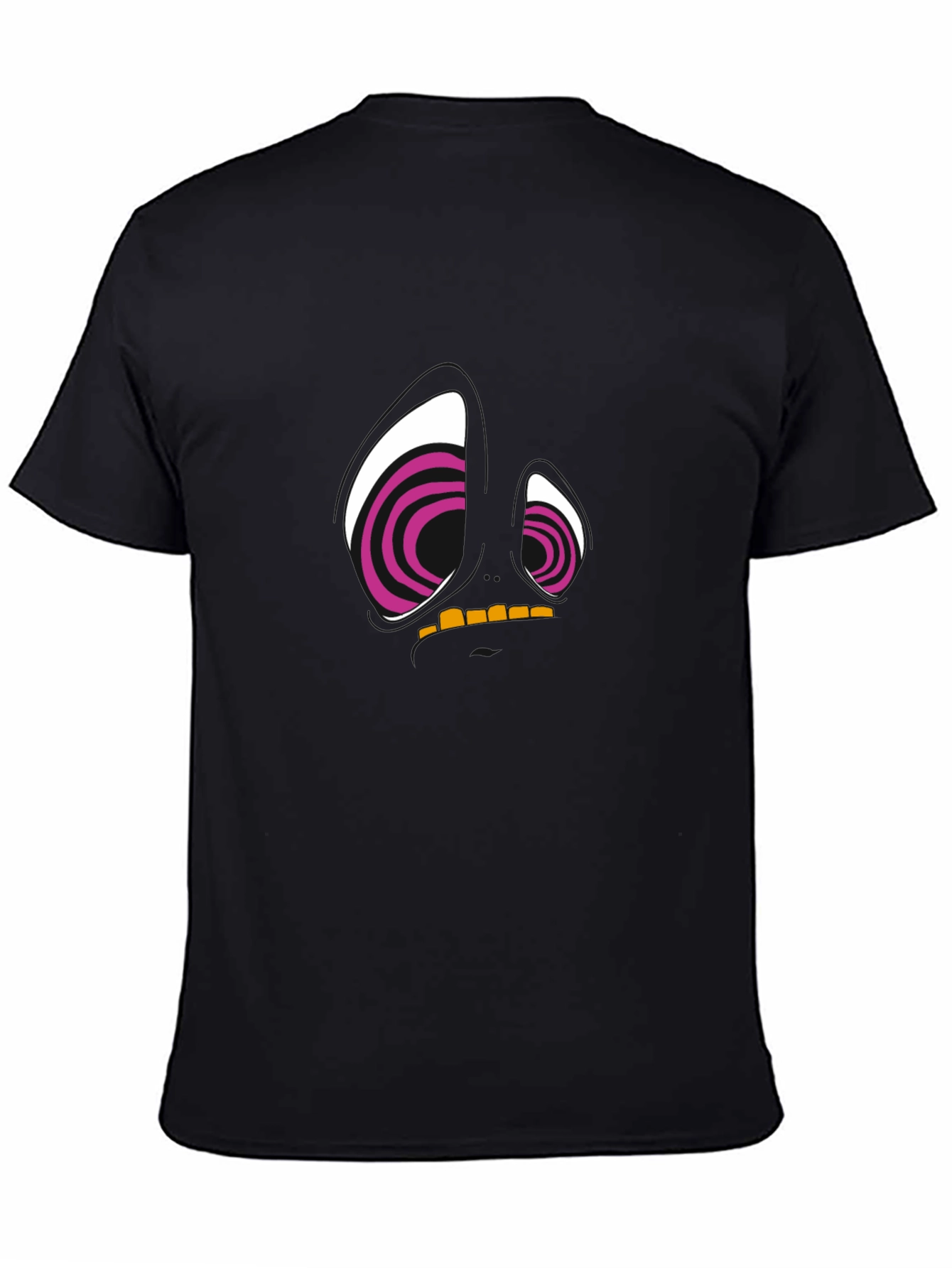 Abstract Face Graphic Tee - Black Cotton T-Shirt