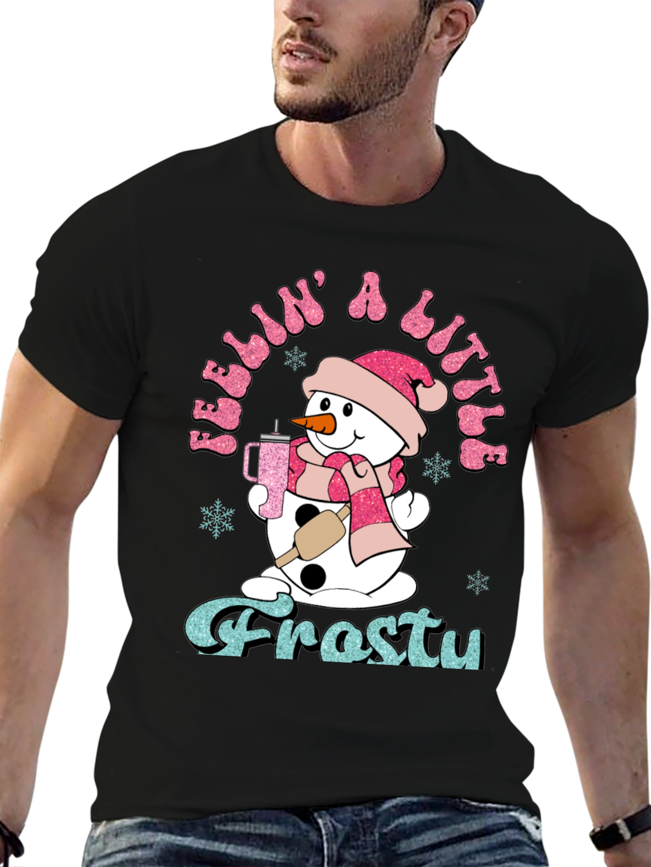 Feelin a Little Frosty Snowman Graphic Tee